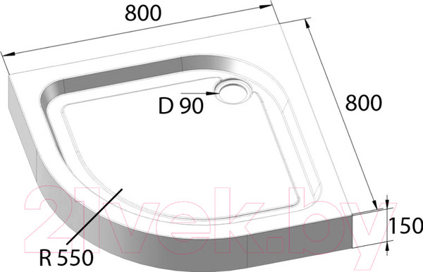 Изображение товара Душевой поддон BelBagno Tray-BB-R-80-550-15-W (80x80)