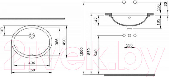 Изображение товара Умывальник Bocchi Parma 56 / 1384-001-0125