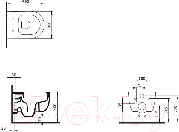 Изображение товара Унитаз подвесной Bocchi V-Tondo Compacto Rimless 1417-004-0129