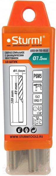 Изображение товара Набор сверл Sturm! 1055-04-7S5-SS10