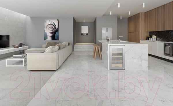 Изображение товара Плитка Kerranova Marble Trend Carrara K-1000/MR (600x600)