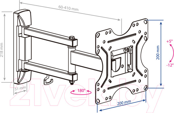 Изображение товара Кронштейн для телевизора Kromax Optima-214 (черный)