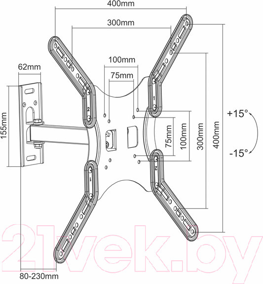 Изображение товара Кронштейн для телевизора MasterKron PLA17-441 (черный)