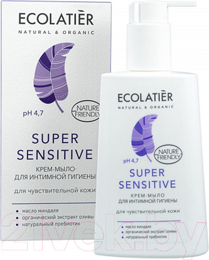 Изображение товара Мыло жидкое для интимной гигиены Ecolatier Super Sensitive крем-мыло для интимной гигиены для чувств. кожи (250мл)