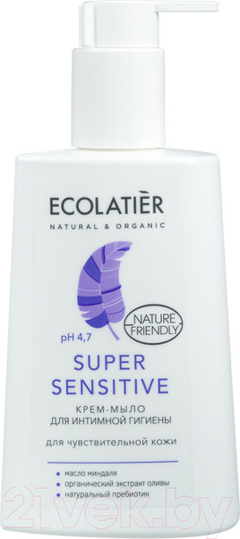 Изображение товара Мыло жидкое для интимной гигиены Ecolatier Super Sensitive крем-мыло для интимной гигиены для чувств. кожи (250мл)