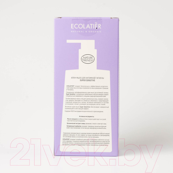 Изображение товара Мыло жидкое для интимной гигиены Ecolatier Super Sensitive крем-мыло для интимной гигиены для чувств. кожи (250мл)
