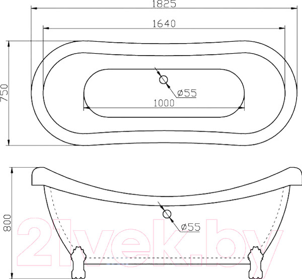 Изображение товара Ванна акриловая BelBagno BB05 182.5x75