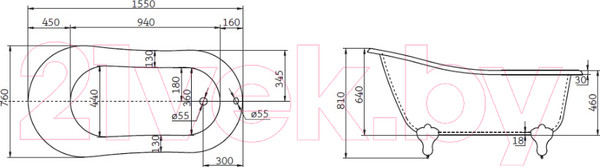 Изображение товара Ванна акриловая BelBagno BB06-1550