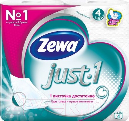 Изображение товара Туалетная бумага Zewa Just 1 без аромата (1x4рул)