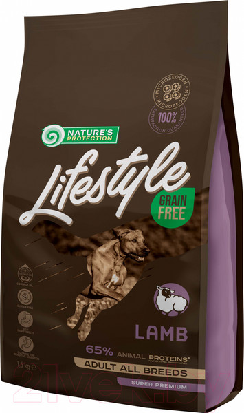 Изображение товара Сухой корм для собак Nature's Protection Lifestyle Adult Grain Free Lamb / NPLS45674 (10кг)
