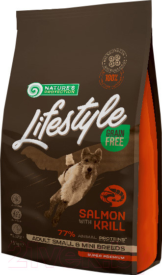 Изображение товара Сухой корм для собак Nature's Protection Lifestyle Grain Free Adult Salmon with Krill / NPLS45680 (1.5кг)