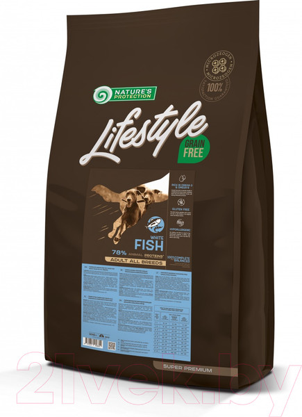 Изображение товара Сухой корм для собак Nature's Protection Lifestyle Grain Free Adult White Fish / NPLS45685 (10кг)