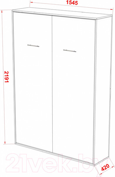 Изображение товара Шкаф-кровать трансформер Макс Стайл Kart 18мм 140x200 (серый пыльный U732 ST9)