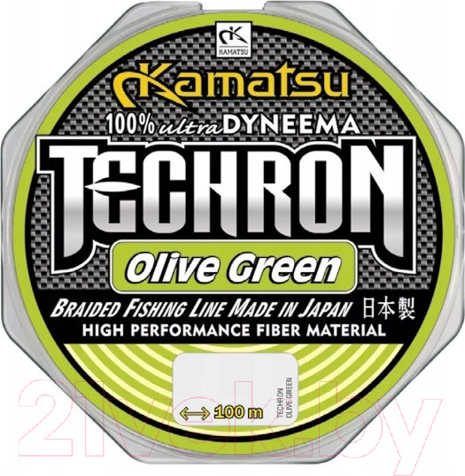 Изображение товара Леска плетеная KAMATSU Techron Olive Green 0.12мм 100м / 259100012
