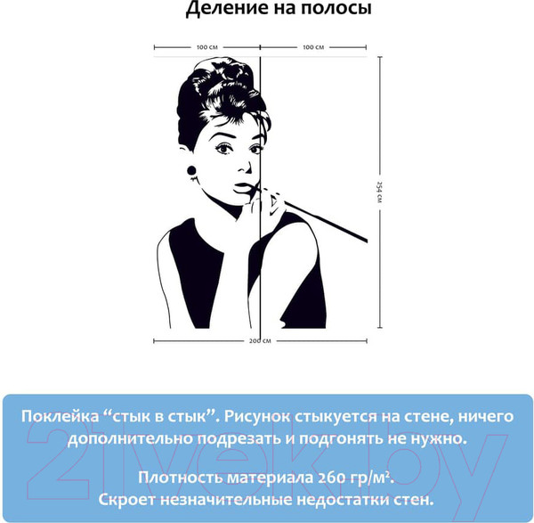 Изображение товара Фотообои листовые Citydecor Хепберн (200x254)