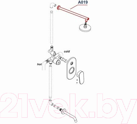 Изображение товара Душевой кронштейн Wasserkraft A019