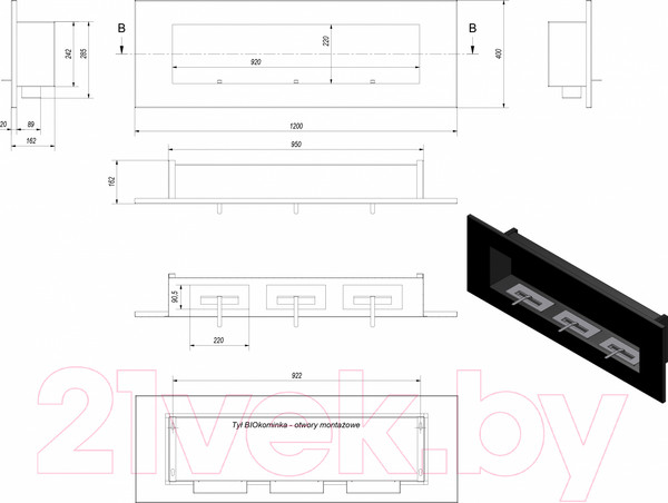 Изображение товара Биокамин Kratki Delta 3 с сертификатом TUV (черный)
