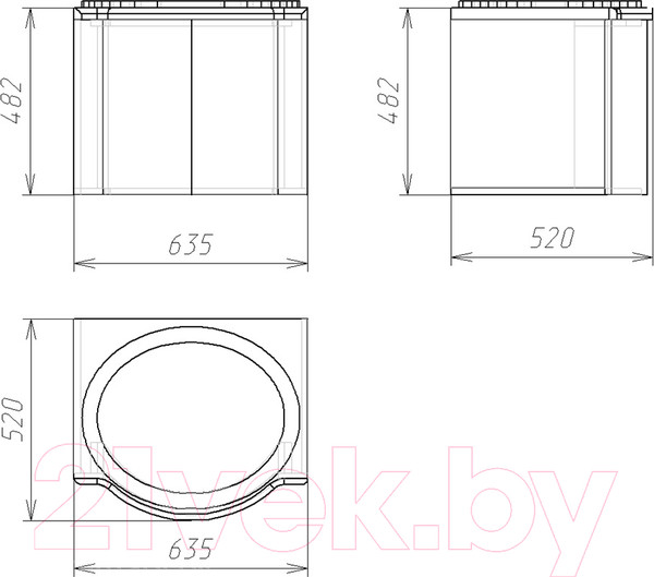 Изображение товара Тумба с умывальником Гамма Люкс 4П - 65 (камень темный)