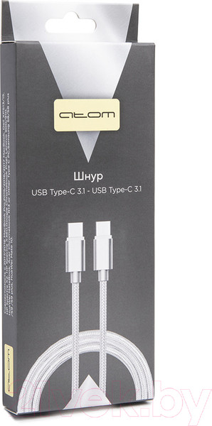 Изображение товара Кабель Atom USB Type-C 3.1 - USB Type-C 3.1 (1м, серебристый)
