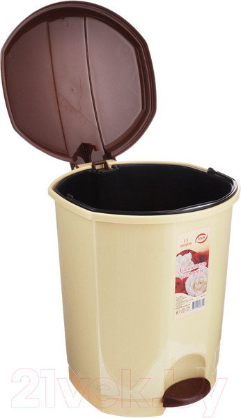 Изображение товара Мусорное ведро Эльфпласт EP031 с педалью (11л, бежево-коричневый)