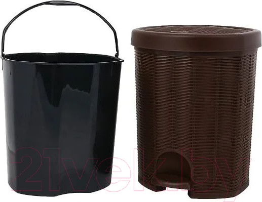 Изображение товара Мусорное ведро Эльфпласт Elegance EP336 с педалью (11л, коричневый)