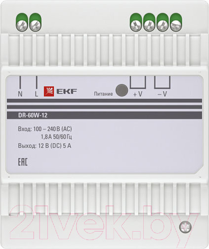 Изображение товара Блок питания на DIN-рейку EKF PROxima DR-60W-12