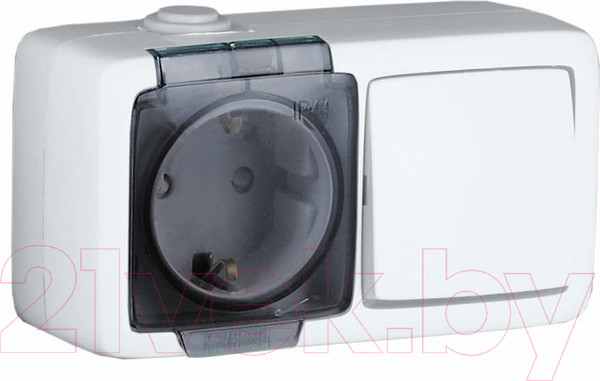 Изображение товара Блок выключатель+розетка Hegel БА16-211 (белый)