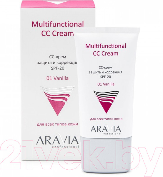 Изображение товара СС-крем Aravia Professional защитный SPF-20 Multifunctional CC Cream Vanilla 01 (50мл)