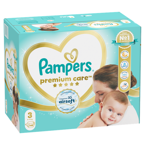 Изображение товара Подгузники детские Pampers Premium Care 3 Midi (148шт)