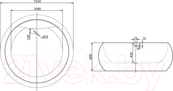 Изображение товара Ванна акриловая BelBagno BB30-1550