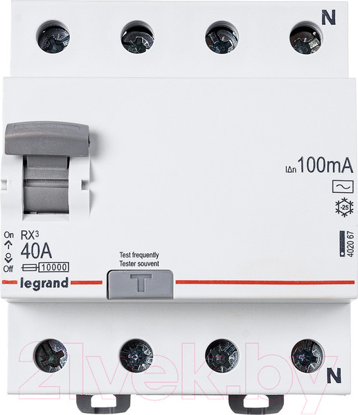 Изображение товара Устройство защитного отключения Legrand RX3 4P 25A 10kA 30mA A / 402074