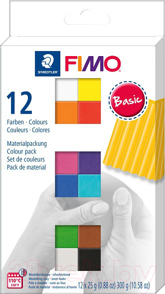 Изображение товара Полимерная глина Fimo Soft Basic Colours 8023 C12-1 (12x25г)