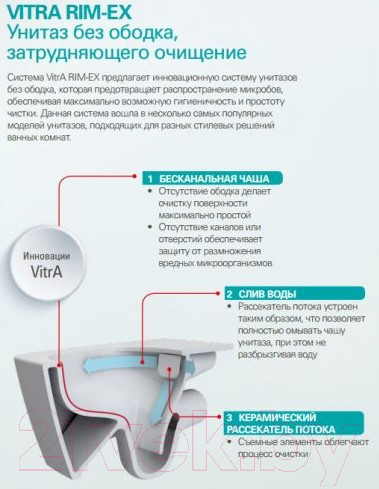 Изображение товара Унитаз подвесной VitrA Shift Rim-Ex / 7742B003-0075