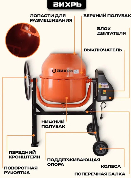 Изображение товара Бетономешалка Вихрь БМ-205 (74/1/5)