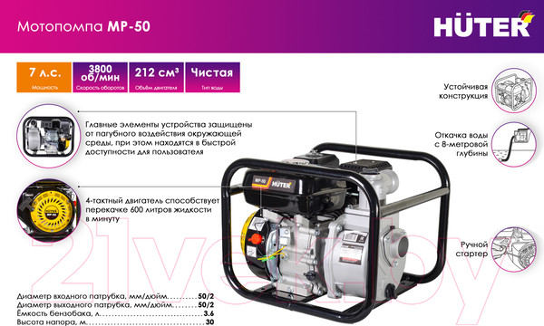 Изображение товара Мотопомпа Huter MP-50 (70/11/3)