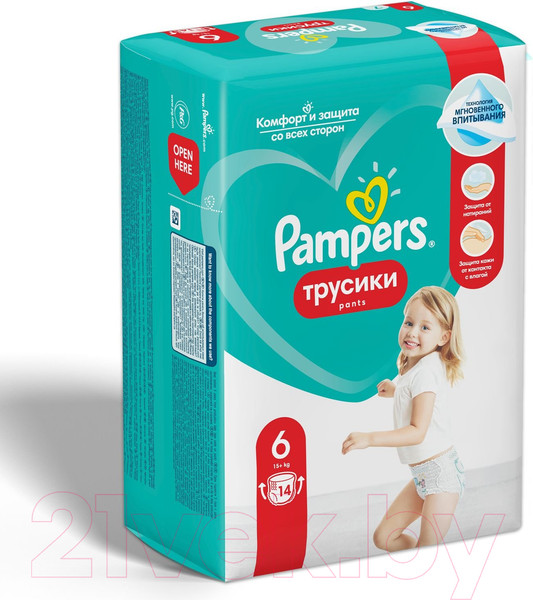 Изображение товара Подгузники-трусики детские Pampers Pants 6 (14шт)