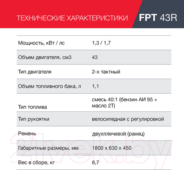 Изображение товара Триммер бензиновый Fubag FPT 43 R / 41047 (38711)