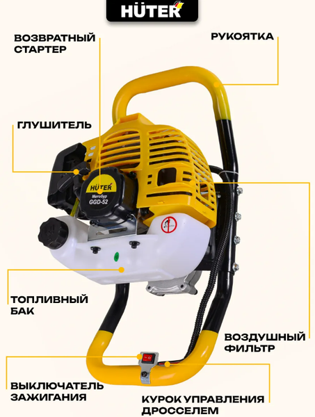 Изображение товара Мотобур земляной Huter GGD-52 (70/13/1)