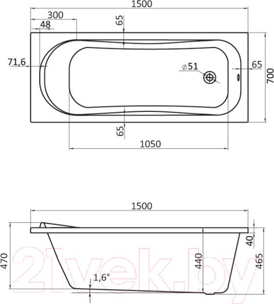 Изображение товара Ванна акриловая Santek Тенерифе 150x70 (с каркасом и экраном)