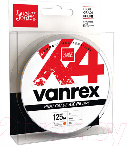 Изображение товара Леска плетеная Lucky John Vanrex x4 Braid Fluo Orange 125/008 / LJ4113-008
