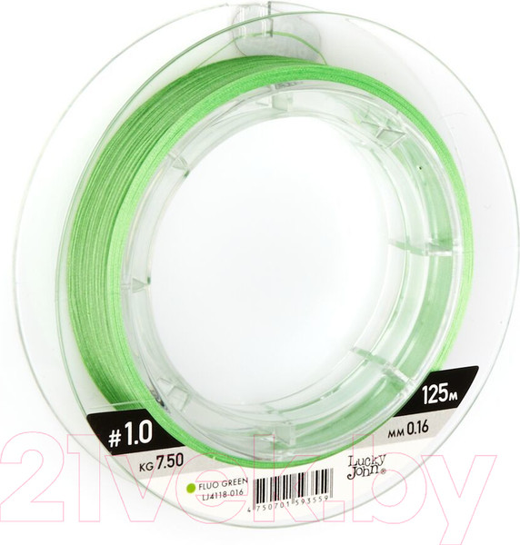 Изображение товара Леска плетеная Lucky John Vanrex x8 Braid Fluo Green 125/016 / LJ4118-016