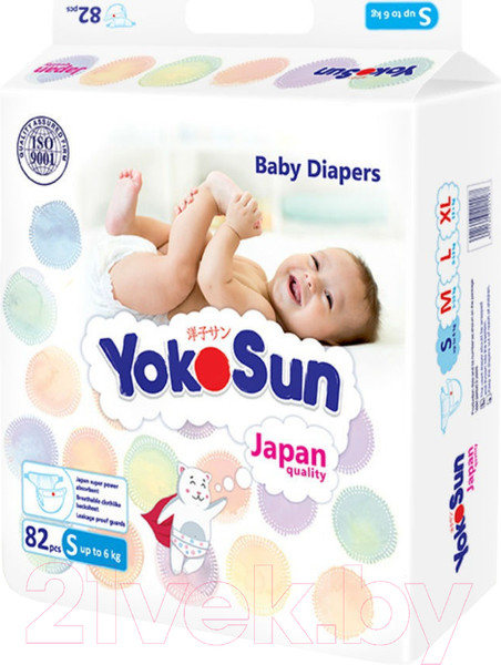 Изображение товара Подгузники детские YokoSun На липучках размер S до 6кг (82шт)