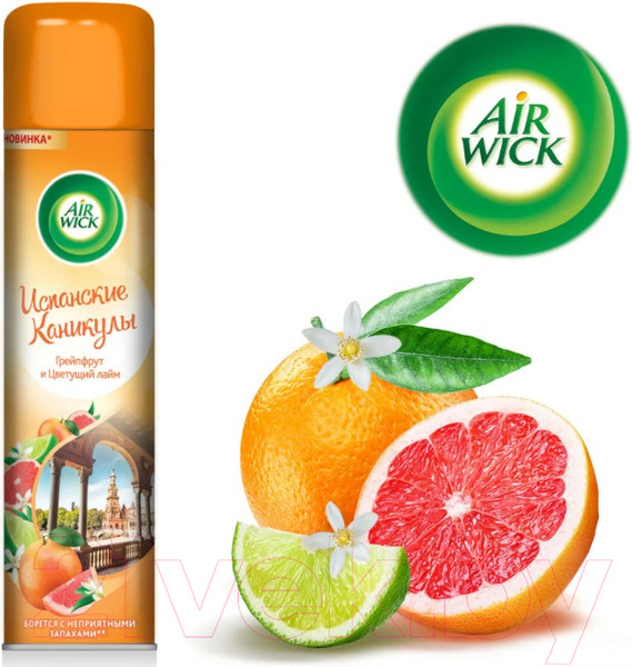 Изображение товара Освежитель воздуха Air Wick Испанские каникулы Грейпфрут и Цветущий лайм (290мл)
