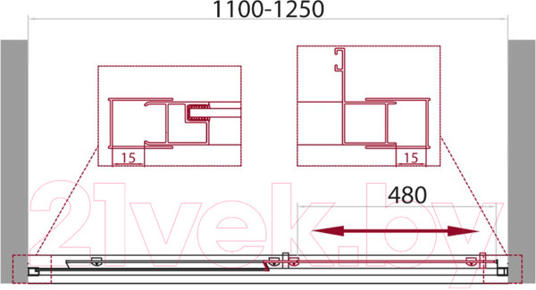 Изображение товара Душевая дверь BelBagno UNIQUE-BF-1-110/125-P-Cr