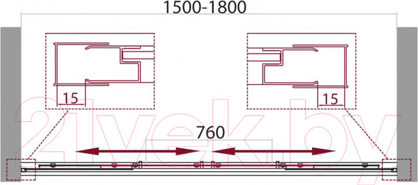 Изображение товара Душевая дверь BelBagno UNIQUE-BF-2-150/180-C-Cr