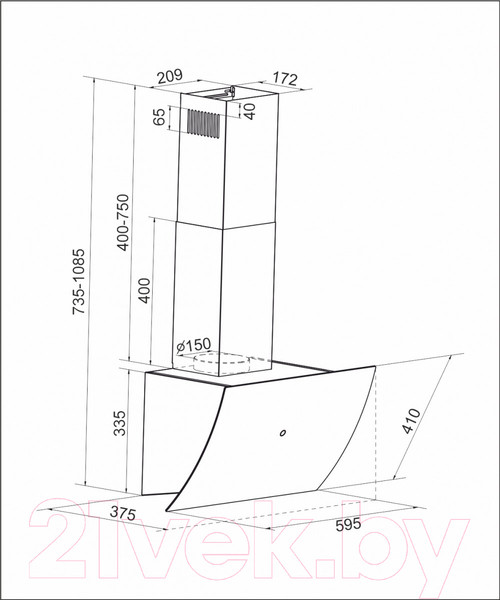 Изображение товара Вытяжка наклонная Exiteq EX-1216