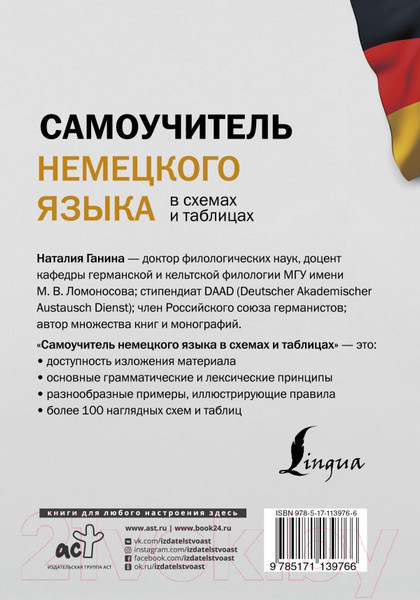 Изображение товара Книга АСТ Самоучитель немецкого языка в схемах и таблицах (Ганина Н.)