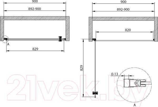 Изображение товара Душевая дверь Cezares ECO-O-B-1-90-C-NERO