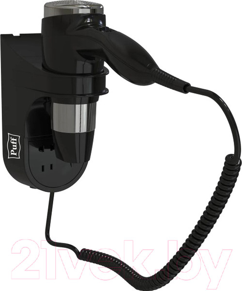 Изображение товара Фен настенный Puff 1600BLB (черный, с дополнительной розеткой)
