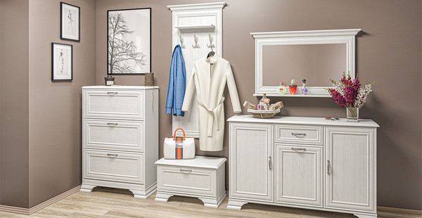 Изображение товара Тумба в прихожую Мебель-Неман Юнона МН-132-31 (белый текстурный)